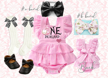 ONEderland Cat Romper Set: Alice Birthday Outfit, Tea Party Costume