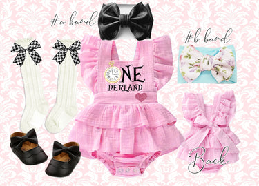 ONEderland Clock Romper Set, Alice Birthday Outfit