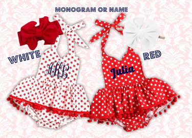 4th of July Baby Romper: Patriotic Star Outfit, Personalized