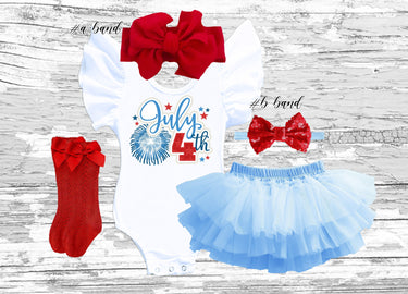 4th of July Baby Outfit: Tutu Bloomer Set with Headband