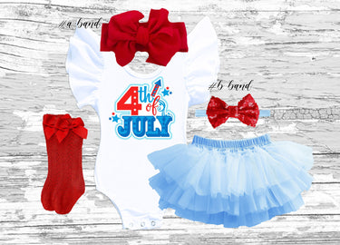 4th of July Girl Outfit: Tutu Bloomer Set with Headband & Socks, Patriotic smash cake