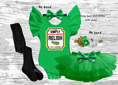 Relish Halloween Costume: Kelly green Tutu Bloomer, simply relish shirt
