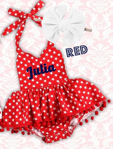4th of July Baby Romper: Patriotic Star Outfit, Personalized