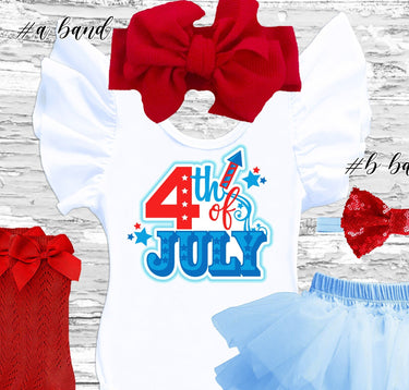 4th of July Girl Outfit: Tutu Bloomer Set with Headband & Socks, Patriotic smash cake