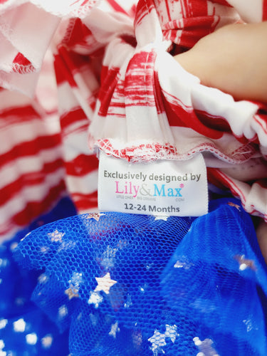4th of July Baby Romper: Patriotic Stars & Stripes Tutu, headband Blue and red