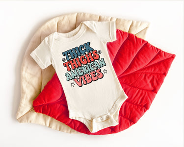 4th of July Baby Bodysuit & Unisex Shirts: Thick Thighs American Vibes patriotic outfits