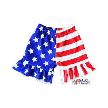 American Flag Baby Girl Ruffle Shorts: 4th of July Costume
