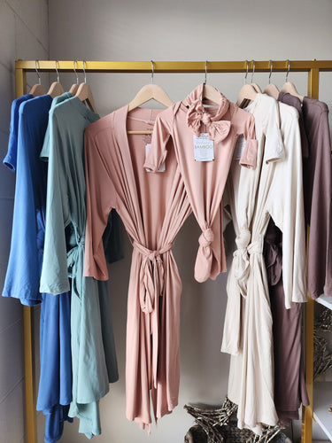 Bamboo Baby Knotted Gown:  0-3 fits Newborn Take Home Outfit & Maternity Robe, shower gifts
