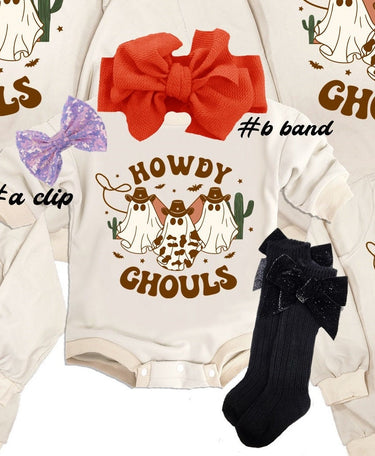 Howdy Ghouls Halloween Baby Outfit: Retro SweatSuit Romper