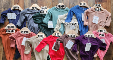 Bamboo Baby Gown Set: Personalized Purple Knotted Gown, Hat & Headband, Maternity robes, Gifts