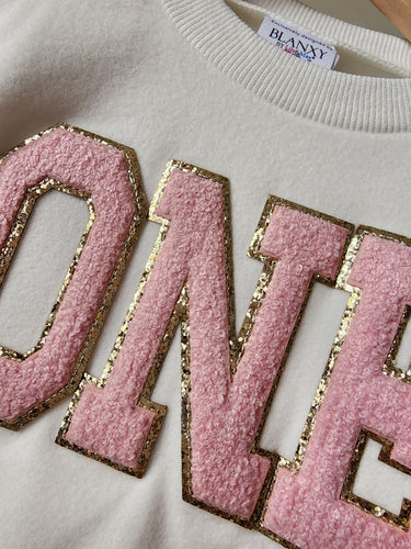 Chenille Patch Birthday Sweatshirt: Glitter Number, Soft Fabric