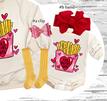 Fries Before Guys® sweatshirt Valentine's Day Baby bubble romper Outfit