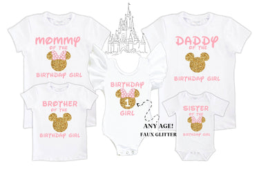 Mouse Birthday Family Shirts: Pink & Gold Girl Outfit