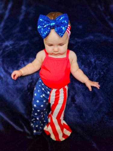 4th of July Outfit: Monogrammed Top & Flag Bell Pants Set