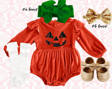 Velvet Jack o' Lantern Romper: Halloween Baby Outfit