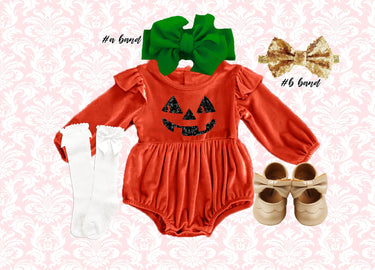 Velvet Jack o' Lantern Romper: Halloween Baby Outfit