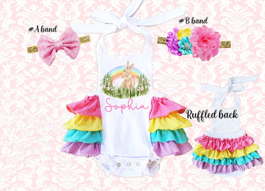 Personalized Easter girl Outfit, Easter cute bunny romper, 1st Easter baby girl outfit, baby girl Easter bunny outfit, Easter bunny birthday