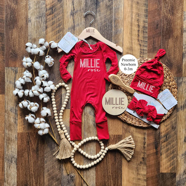 Personalized Bamboo Baby Romper Outfit: Newborn Take Home Set