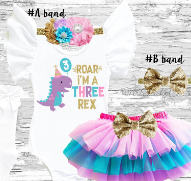 Three Rex 3rd Birthday Outfit: Tutu Bloomer Set