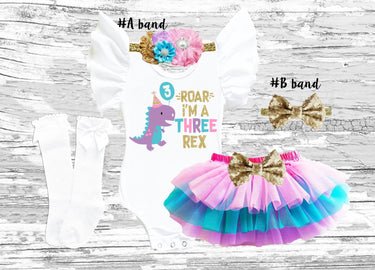 Three Rex 3rd Birthday Outfit: Tutu Bloomer Set