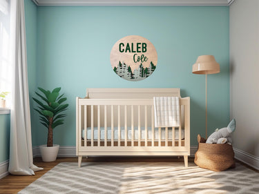 Custom Pine Tree Name Sign, Layered Wood Woodland Nursery Decor