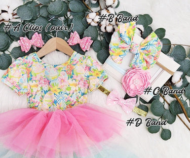 Easter Spring girls egg floral Bow Back Tutu Dress
