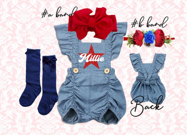 4th of July Baby Romper Set: Patriotic Outfit with Sequin Bow
