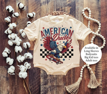 USA Baby Bodysuit, 4th of July Eagle Checkered Shirt