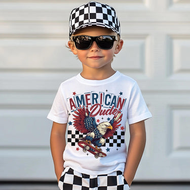 USA Baby Bodysuit, 4th of July Eagle Checkered Shirt