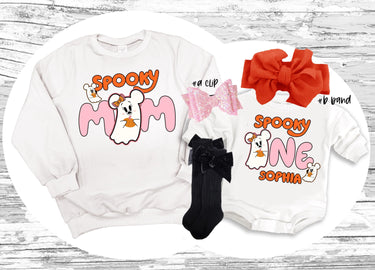 Ghost Mouse bubble Romper, Halloween spooky mom sweatshirt, Spooky one birthday outfit