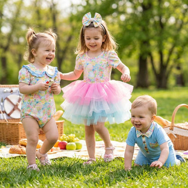 Easter Spring girls egg floral Bow Back Tutu Dress