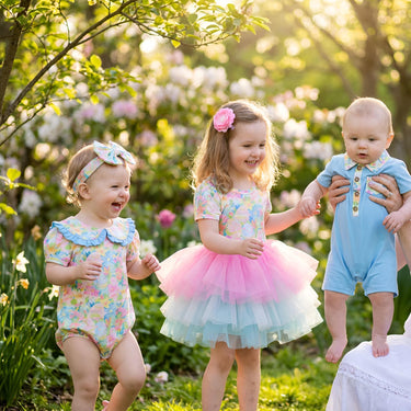 Easter Spring girls egg floral Bow Back Tutu Dress