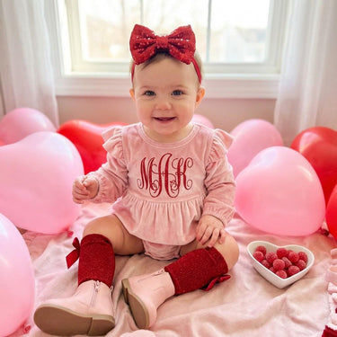 Valentine's Day Velvet Romper: Monogrammed Baby Outfit