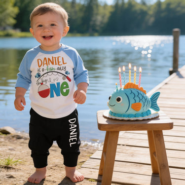 O-FISH-ALLY One Birthday Outfit: Personalized First Birthday Boy Set