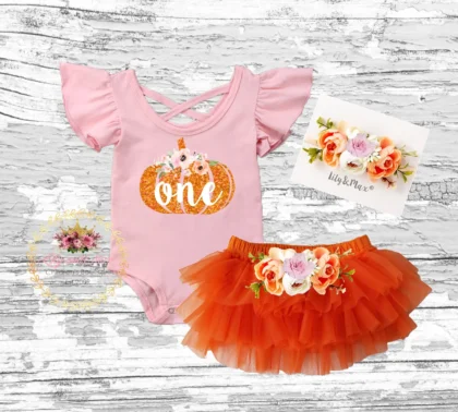 1ST BIRTHDAY BABY GIRLS PUMPKIN OUTFIT-1