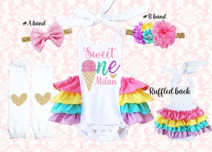 1ST BIRTHDAY ICE CREAM GIRL OUTFIT