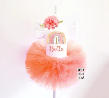 BOHO RAINBOW CORAL GOLD TUTU OUTFIT