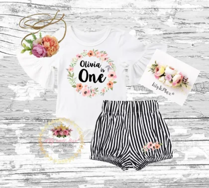 FLORAL BIRTHDAY GIRL SHORT SET1