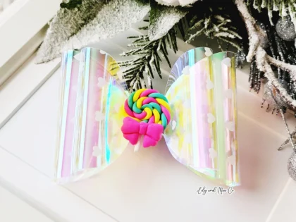 LOLLIPOP IRIDESCENT JELLY BOW CLIP