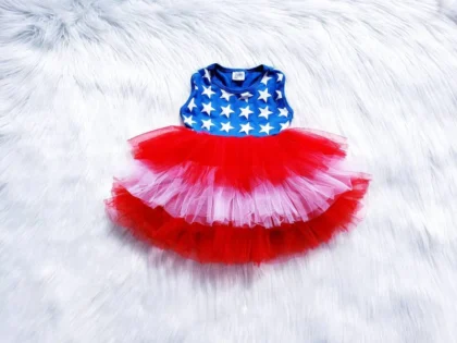 PATRIOTIC STARS AMERICAN FLAG TUTU DRESS