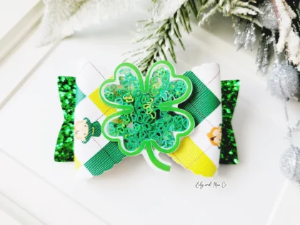 ST. PATRICK'S DAY SHAKER GLITTER BOW CLIP