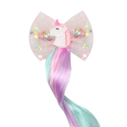 Unicorn bow clip, glitter unicorn hair extension bow alligator clip, Unicorn kids hair extension bow clips, perfect to clip back of tutus!