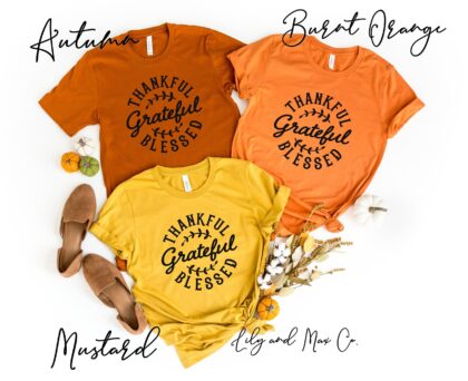 Thankful Grateful and Blessed T-Shirt, Pumpkin Spice Shirt, Fall Shirt, Unisex Fall shirt