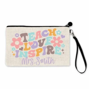 Personalized Retro vibes pencil pouch, teacher pencil bag, available on shirt
