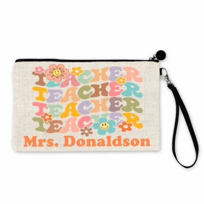 Personalized Retro vibes pencil pouch, teacher pencil bag, available in other grades