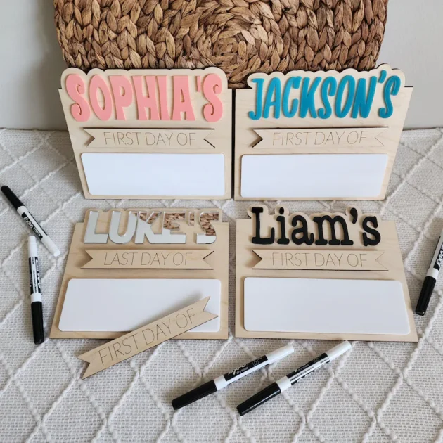 First Day of School Sign Personalized Interchangeable Names Back to school board Reusable White Board Dry Erase Back to School Made in USA