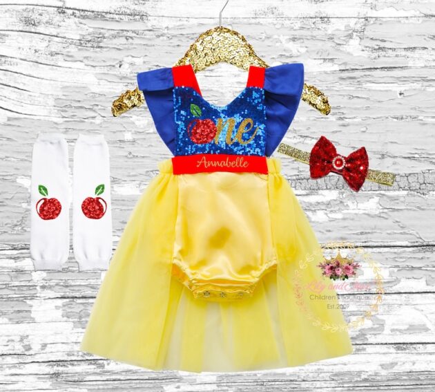 Snow White Birthday Romper Outfit, Snow White girls outfit,Snow White outfit,1st birthday girls outfit, Snow White tutu romper